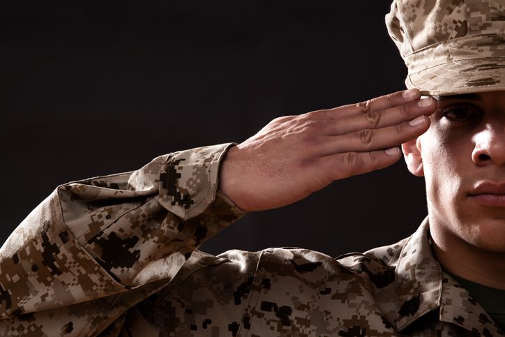 Military man saluting